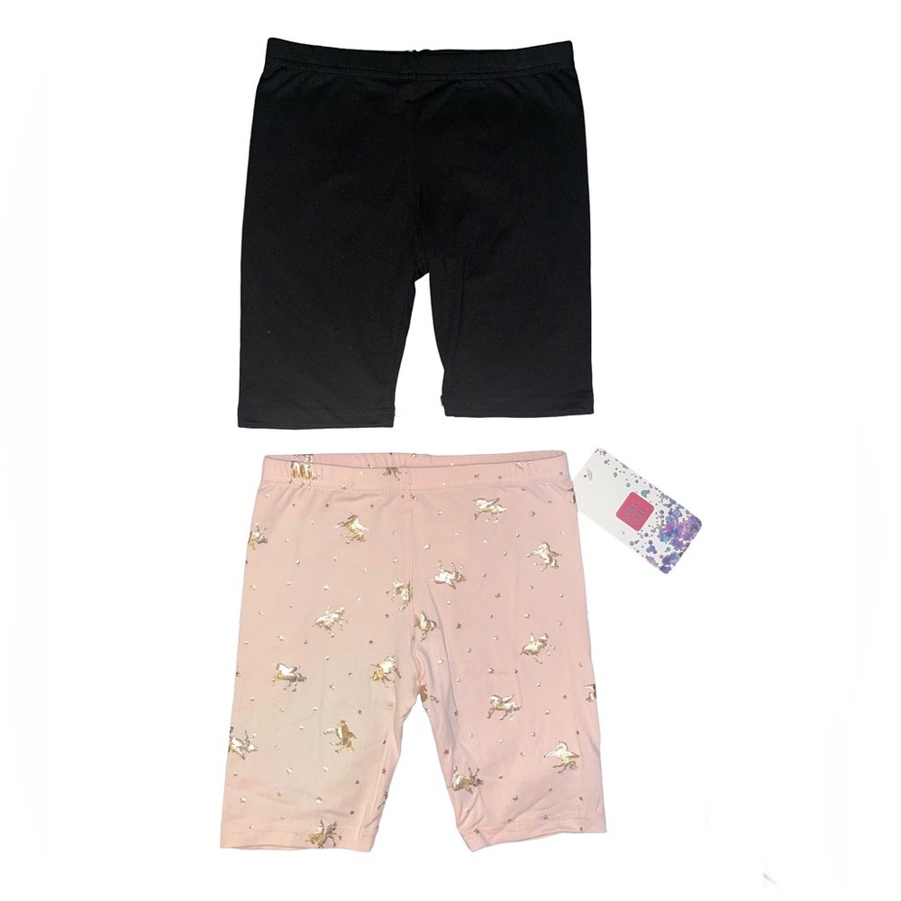 SHO SHO 2 PK PRINCESSES BIKER SHORTS - PINK/BLACK SIZE 6/6X (NEW WITH TAGS) A12